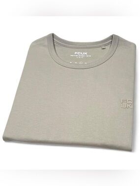 NWOT! French Connection FCUK Khaki T-shirt Size L Slim Fit Logo Streetwear